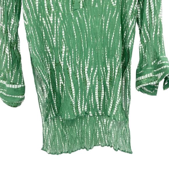 ZARA Green Printed Pajama Style Resort Set Top & Pants Small Medium Boho - Picture 6 of 12